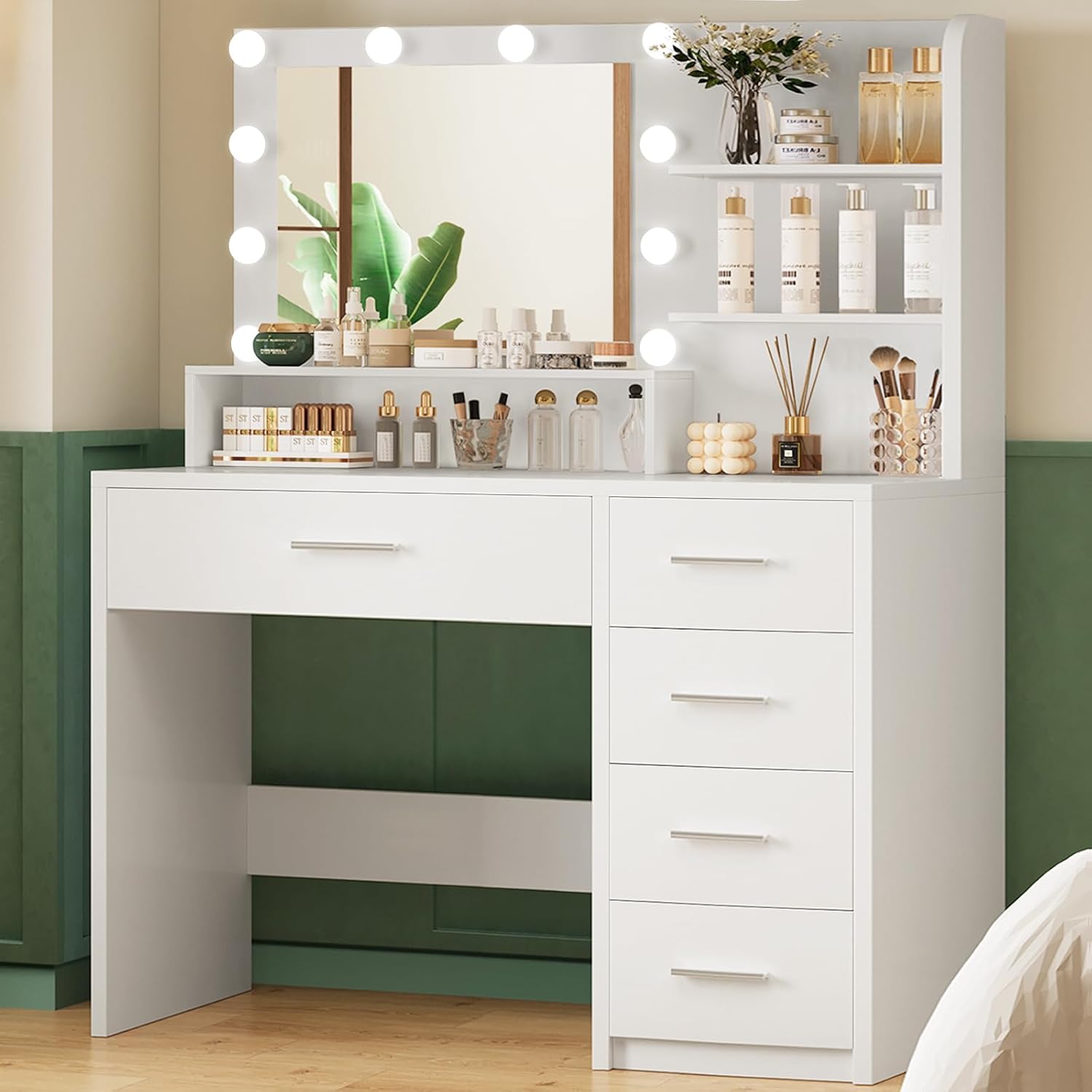 Quimoo Vanity Desk with Mirror & Lights, Makeup Vanity Review makeup vanity with lights Quimoo Vanity Desk With Mirror Lights Makeup Vanity Review