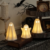 [Timer]Light Up Ghost Halloween Decor, 3 Pack Ceramic Review halloween decoration ideas for home