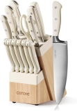 CAROTE 14 Pieces Knife Set with Block, Forged, High Review knife set