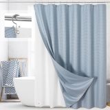3 in 1 Shower Curtain Set, Fog Blue Waffle Shower Review shower curtain