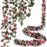 8 Pcs x 8.2 ft Flower Garland Artificial Rose Vine Review garland