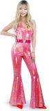 Nawgut Disco Outfit 70s 80s Prom Sparkle Flare Jumpsuit Review halloween costumes for women