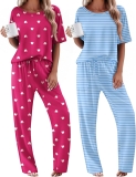 Ekouaer 2 Pack Womens Pajama Sets Short Sleeve Tops and Review holiday pajamas
