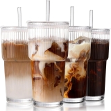 Iced Coffee Cups with Lids: Coffee Bar Accessories – Review glassware set
