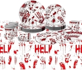 97PCS Scary Halloween Party Supplies Set Bloody Review halloween plates and cups