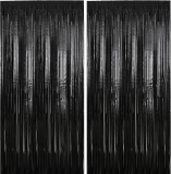 2 Pack 3.28 ft x 6.56 ft Black Tinsel Curtain Party Review halloween backdrop decorations
