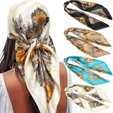 AWAYTR 35” Satin Large Square Head Scarves – 4PCS Silk Review scarves