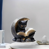 Moon Black Cat Reading Acrylic Desktop Decoration, Review halloween decoration ideas for home