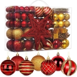 HOUÍSM 145pcs Christmas Balls Ornaments Set, Red and Review christmas ornaments