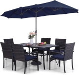 Patio Outdoor Table and Chairs Set with Umbrella Navy, Review outdoor dining set