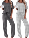 Ekouaer 2 Pack Womens Pajama Sets Short Sleeve Tops and Review holiday pajamas