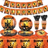 114 Pcs Halloween Tableware Sets, Disposable Halloween Review halloween tableware