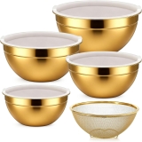 Gold Mixing Bowls with Lids Set, 4pcs Gold Stainless Review mixing bowls