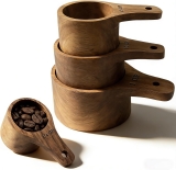 Acacia Wooden Measuring Cups Set of 4, Laser Engraved Review measuring cups
