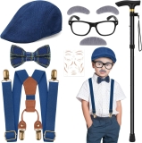 8 Pcs 100 Days of School Costume for Boys Old Man Review halloween costumes