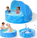 Foldable Kiddie Pool with Canopy: 47in Baby Pool and Review kiddie pool