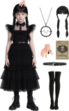 Girls Black Dress for Halloween Costume Kids Family Review halloween family costumes