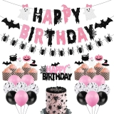 Halloween Birthday Party Decorations, Pink Black Review halloween decorations under $50