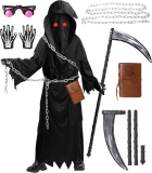 Grim Reaper Costume for Kids Boys,Scary Halloween Review halloween scary costumes