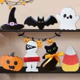 Cute Halloween Decorations Indoor: 7PCS Wooden Tiered Review halloween decoration ideas for home