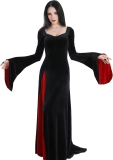 QRT Morticia Addams Costume,Women Velvet Maxi Review halloween family costumes