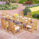 PHI VILLA 7 PCS Acacia Wood Outdoor Dining Set for 6, Review outdoor dining set
