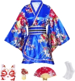 Geisha Costume for Women,Japanese Kimono with Fox Mask Review halloween cosplay outfits