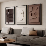Large 3D Textured Framed Neutral Abstract Wall Art for Review wall art