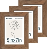 5×7 Picture Frame 3 Pack with HD Glass – Brown Walnut, Review picture frame