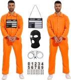 Prisoner Costume Men Orange Prisoner Jumpsuit for Review halloween costumes for men
