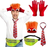 FINASKASU 4 Pcs Halloween Anger Costume with Wig,Tie, Review halloween costumes for adults