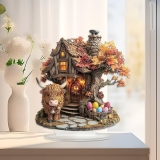 Easter Eggs Highland Cow Acrylic Desktop Decoration, Review halloween decoration ideas for home