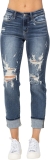 Judy Blue Women’s Mid-Rise Cuffed Destroy Boyfriend Review judy blue jeans