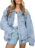 AUTOMET Women’s Oversized Jeans Jacket, Classic Button Review jean jacket
