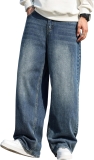 DFGIGT Men’s Baggy Hip Hop Jeans Wide Leg Skater Denim Review hollister jeans