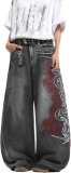 DFGIGT Men’s Hip Hop Baggy Jeans Embroidered Wide Leg Review jnco jeans