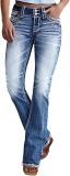 Women Mid Waisted Bootcut Jeans Zip Stretchy Slim Review rock revival jeans