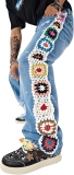 BEAUDRM Men’s Floral Crochet Baggy Jeans Ripped Review evisu jeans