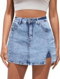 Vetinee Jean Skorts for Woman High Waisted Trendy Slit Review jean to skirt