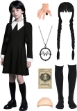 Girls Halloween Costumes Kids Black Dress with Wig Review halloween family costumes