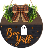Moucuny Halloween Sign for Front Door Halloween Wooden Review affordable halloween decorations