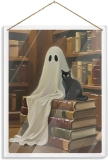 Ghost And Black Cat Acrylic Wall Hanging Decor Ghost Review halloween home decorating ideas