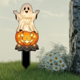 1pc 2D Flat Acrylic Ghost on Pumpkin Pattern Garden Review halloween setup guide