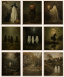 Nonlae 9PCS Vintage Halloween Wall Art Prints – Witchy Review affordable halloween decorations