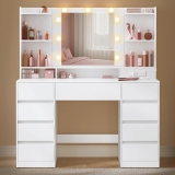 VASAGLE Kailyn Collection – Vanity Desk with Mirror and Review makeup vanity with lights