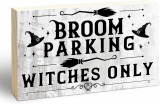 Halloween Wooden Decoration-Broom Parking Witches Only Review cheap halloween decor ideas