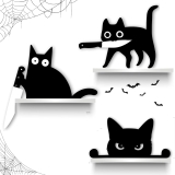 [SET 3] Black Cat Decor Halloween Wall Art, Wooden Review halloween decor trends