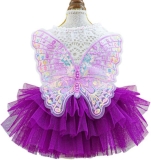 ANIAC Butterfly Dog Dress with Purple Tutu Funny Dog Review halloween funny costumes