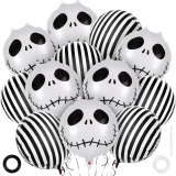 12 Pcs Black and White Striped Balloons, Skeletons Review halloween party supplies