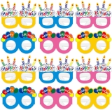 12PCS Happy Birthday Glasses, Birthday Party Paper Review halloween photo booth props